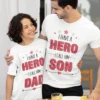 Custom Father Son Matching Tshirts - I have hero i call him dad/son-Custom name printed on father and son T-shirt set - fathers day tshirts