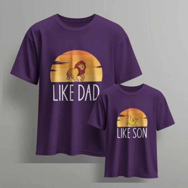 purple t-shirt - like dad like son - fathers day tshirts