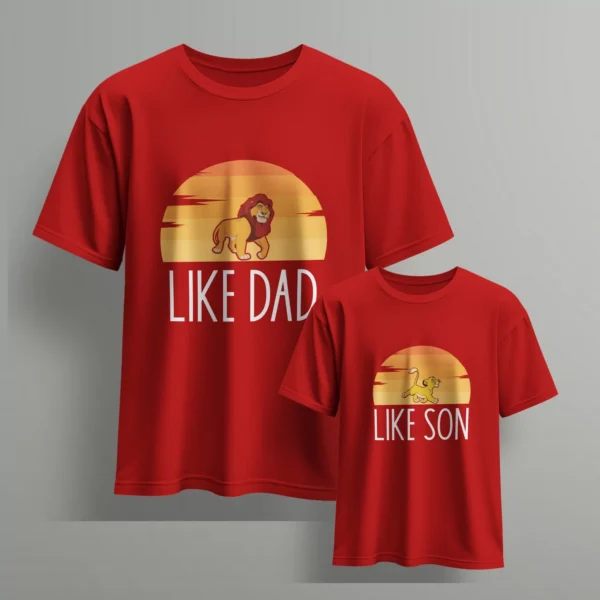 red t-shirt like dad like son - fathers day tshirts