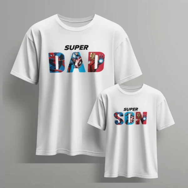 super dad and super son marvel theme - Fathers day Tshirts