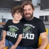 Dad and Son Matching Tshirts - Dad and son wearing matching Marvel black t-shirts - fathers day tshirts