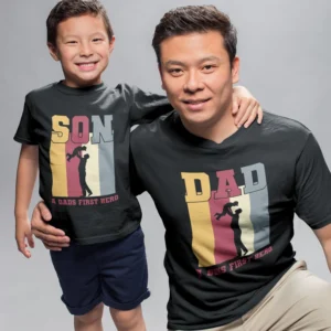 Custom Father Son Matching Tshirts - Father and son twinning in casual matching outfits - Fathers day Tshirts