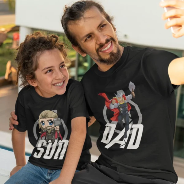 Dad and Son Matching Tshirts - Custom name printed on father and son T-shirt set - Fathers day Tshirts