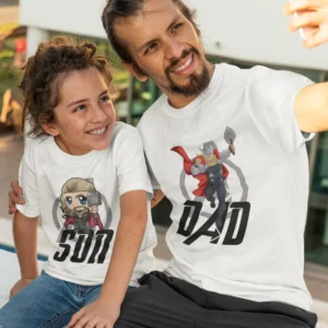 Custom name printed on father and son T-shirt set - Fathers day Tshirts