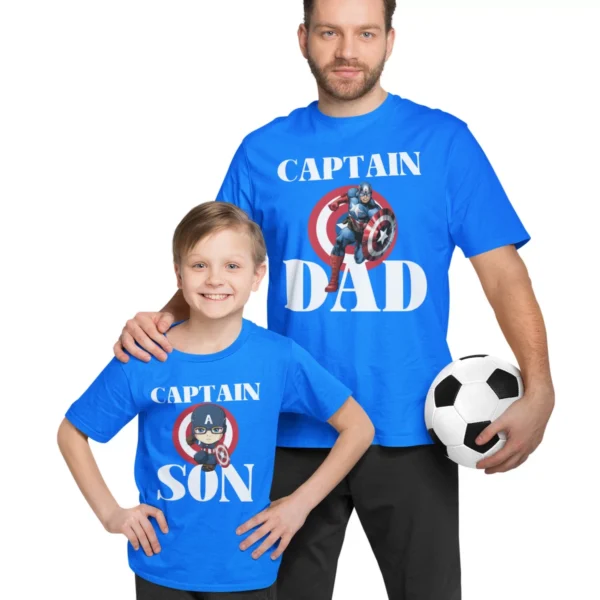 captain america - captain dad and captain son - fathers day t-shirts