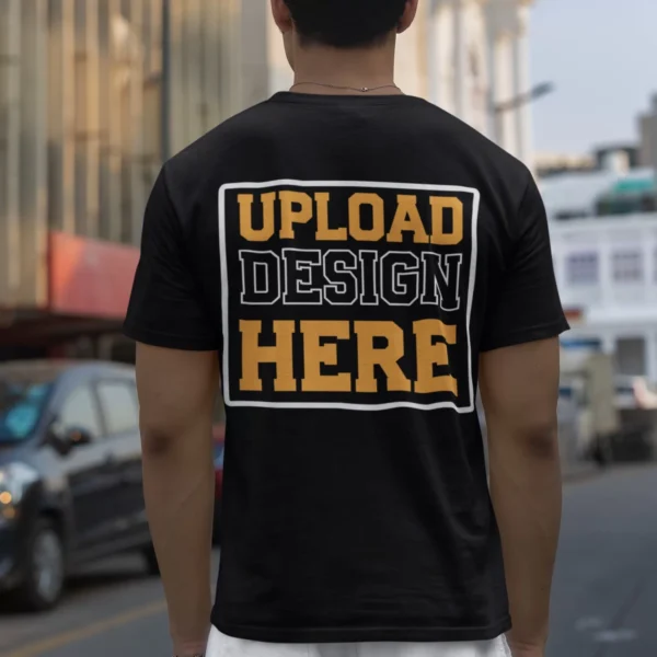 Personalized black t-shirt with print on back