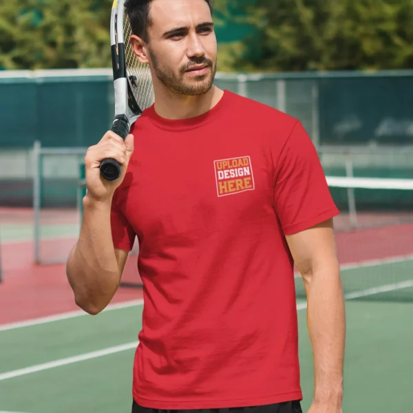 Custom Red Round Neck T-Shirt for Men - Pocket Print