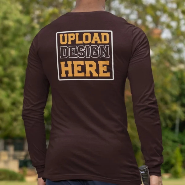 Maroon Full Sleeve T-Shirt for Men – Stylish & Customizable Front, Back & Sleeve Prints | DivineBonds - Image 3