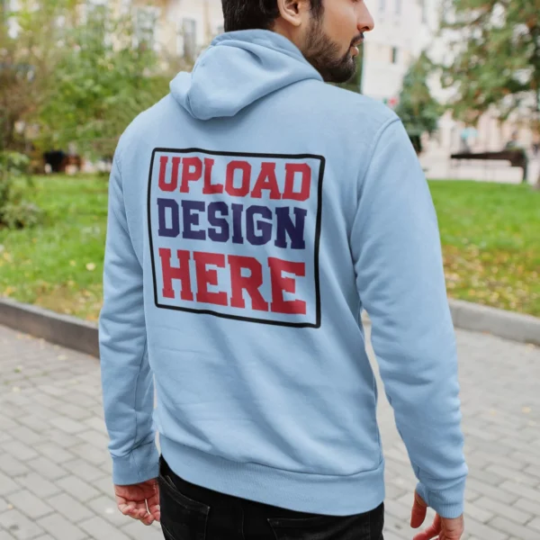 Baby Blue Custom Hoodie for Men – All-Side Print Personalization - Image 4