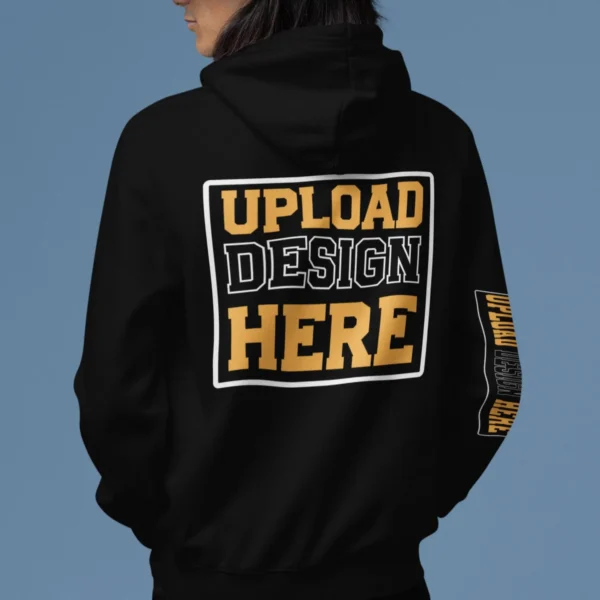Customizable Black Men’s Zip Hoodie – Print on Back, Sleeves & Pockets | DivineBonds - Image 2