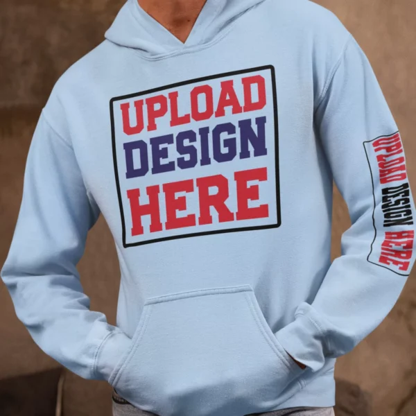 Baby Blue Custom Hoodie for Men – All-Side Print Personalization - Image 3