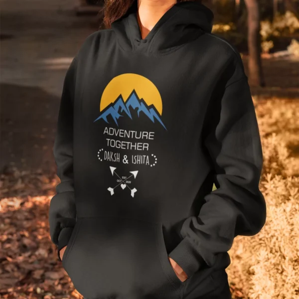 Customized Couple Hoodies with Names & Wedding Date – Personalized Gift - Image 3