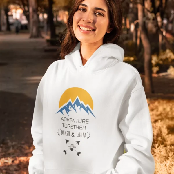 Customized Couple Hoodies with Names & Wedding Date – Personalized Gift - Image 2