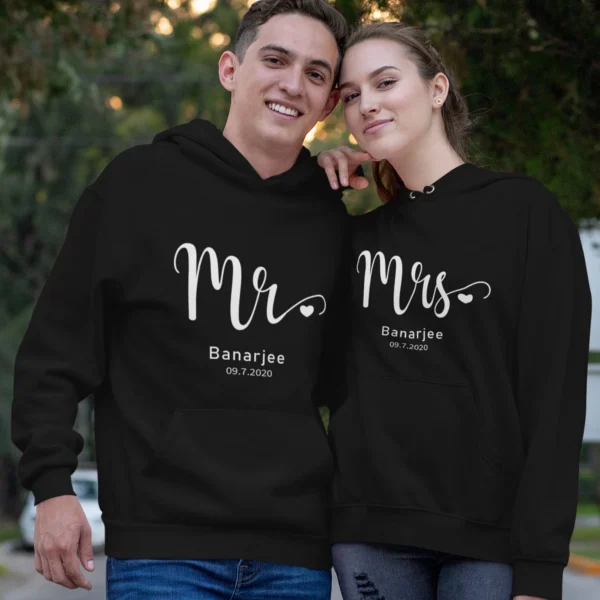 Personalized Couple Hoodies for Wedding Gift – Add Names & Initials - Image 2