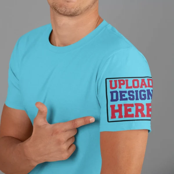 Unisex Sky Blue T-shirt with sleeve print