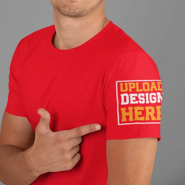 Red T-Shirt Sleeve Print Customization